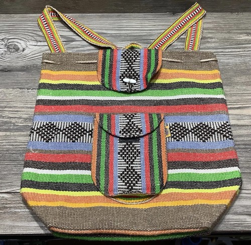 Handwoven rainbow drawstring - handwoven,