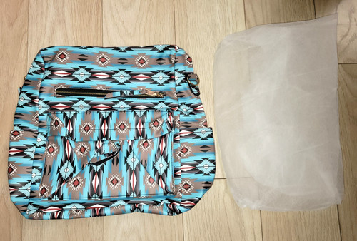 Blue aztec print faux - blue,